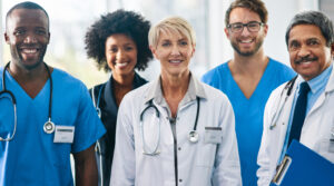 Portrait of a diverse team of professionals standing together